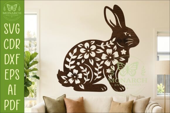 Download Floral Rabbit Wall Art SVG, Bunny Lover - Wall art svg Collection