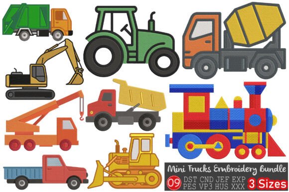 Download Mini Trucks Embroidery Design Bundle - Sign Collection