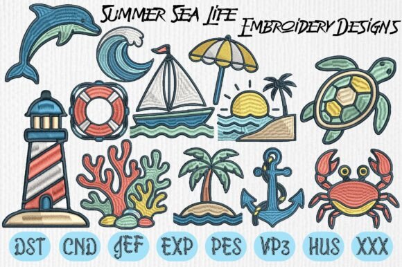 Download Summer Sea Life Embroidery Designs - Sign Collection