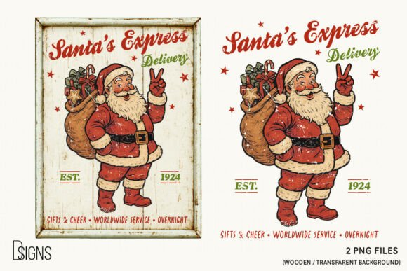 Download Christmas Santa's Express Vintage Sign - Sign Collection
