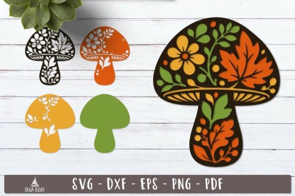 Download 3d Mushroom Autumn Layered SVG Design - Sign Collection