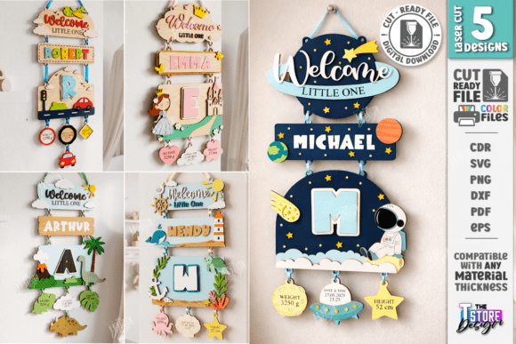 Download 3D Nursery Layered Wall Signs Bundle CNC - Sign Collection