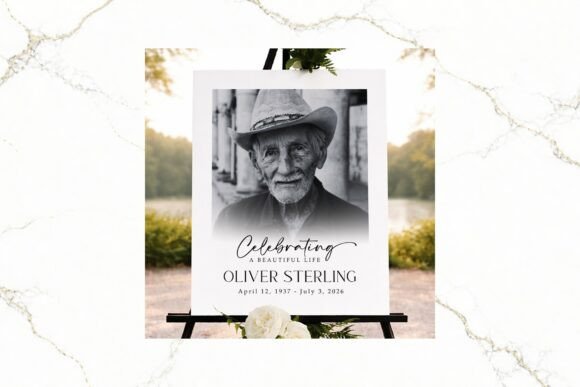 Download Funeral Welcome Sign B&amp;W Canva FR005 - Sign Collection