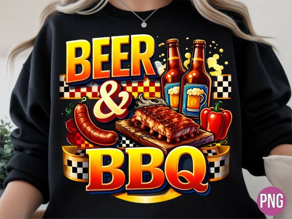 Download Beer and BBQ Ribs Grilling Design PNG - Sign Collection