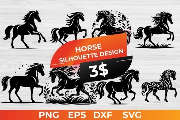 Download Horse Silhouette Designs Vector Bundle - Sign Collection