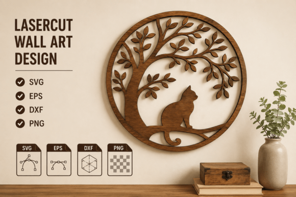 Download Wooden Cat Wall Art SVG, Laser Cut Files - Wall art svg Collection