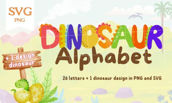 Download Dinosaur Alphabet Letters Design SVG PNG - Sign Collection