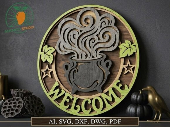 Download 3D Halloween Welcome Sign Laser SVG - Sign Collection