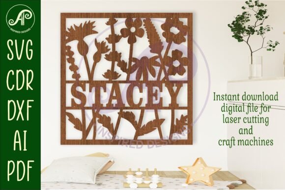 Download Wild Flower Square Name Sign Svg Laser - Sign Collection