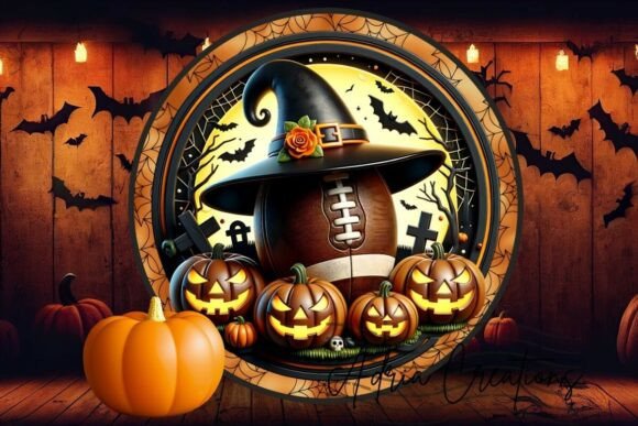 Download 3D Halloween Football Round Welcome Sign - Sign Collection