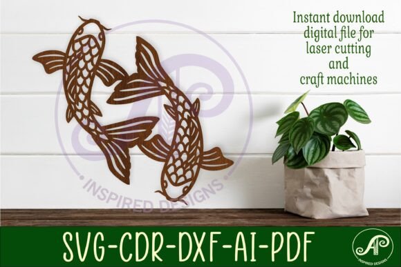 Download Koi Fish Wall Art Sign, SVG File. Vector - Sign Collection