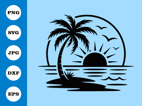 Download Tropical Sunset Beach SVG Design - Sign Collection
