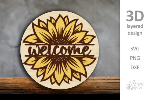 Download Welcome Sunflower 3D Front Door Sign SVG - Sign Collection