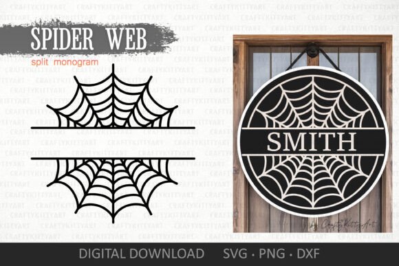 Download Spider Web Split Monogram Door Sign SVG - Sign Collection