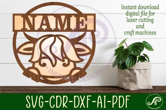 Download Highland Cow Name Sign Svg Laser Cut - Sign Collection
