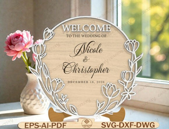Download Wedding Welcome Round Sign Laser Cut - Sign Collection