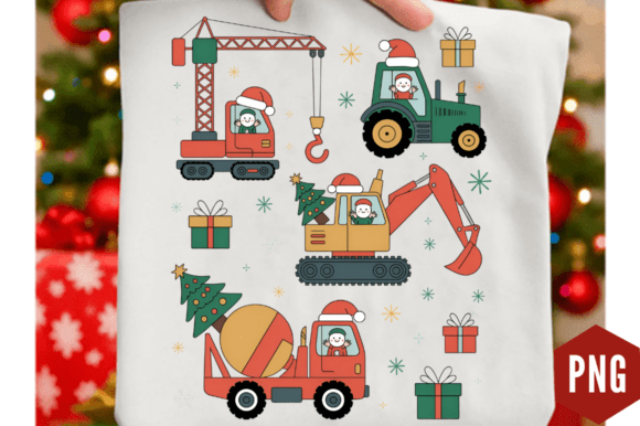 Download Construction Trucks Christmas PNG Design - Sign Collection