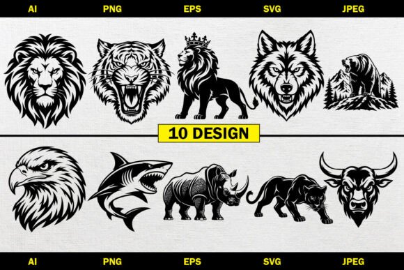 Download Wild Animal Vector Bundle Design SVG PNG - Sign Collection