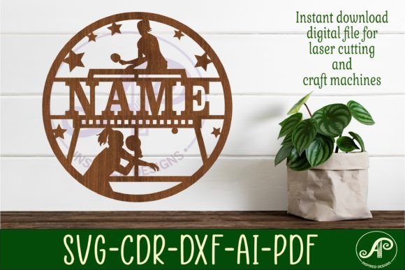 Download Table Tennis Female Name Sign Svg Laser - Sign Collection