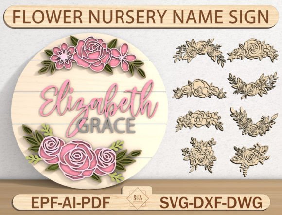 Download 3D Flower Nursery Name Sign Svg - Sign Collection