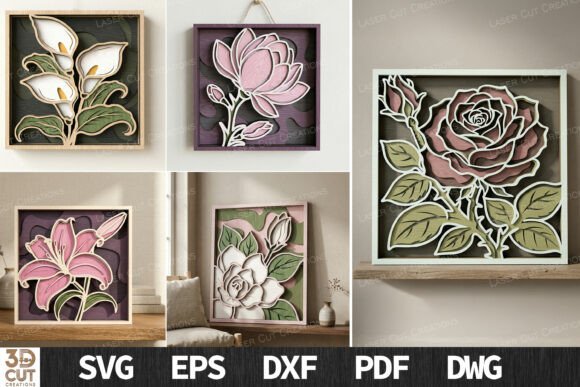 Download Layered Floral Wall Art SVG Bundle - Wall art svg Collection