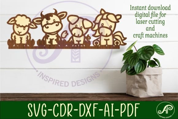 Download Farm Animal Line Up Wall Art Sign, SVG - Sign Collection