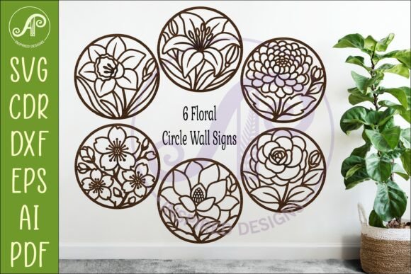 Download Floral Circle Wall Sign SVG Bundle Decor - Sign Collection