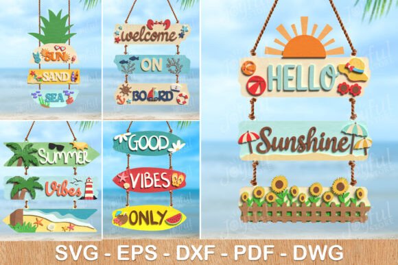 Download Summer Hanging Sign SVG Bundle - Sign Collection
