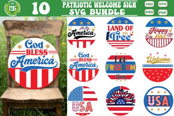 Download USA Patriotic Welcome Sign SVG Bundle 4t - Sign Collection