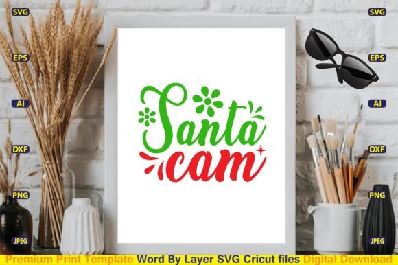 Download Santa Cam SVG Design Vector Cut Files - Sign Collection