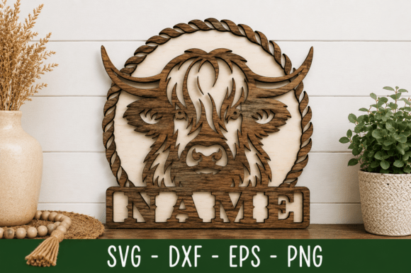 Download Highland Cow Name Sign Svg Laser Cut - Sign Collection