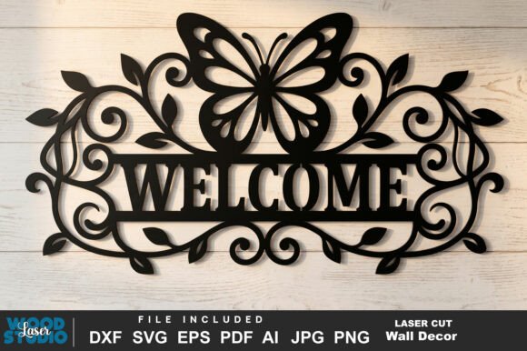 Download Butterfly Welcome Sign Laser Cut SVG - Sign Collection