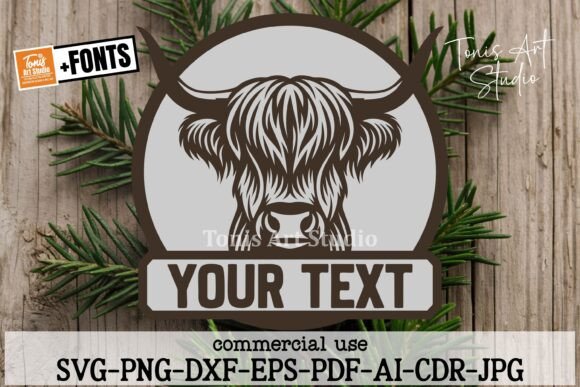 Download Highland Cow Name Sign SVG Laser Cut - Sign Collection