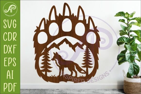 Download Bear Paw Print with Fox Wall Sign - Sign Collection