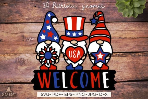 Download 4th of July Gnome Welcome Patriotic Sign - Sign Collection