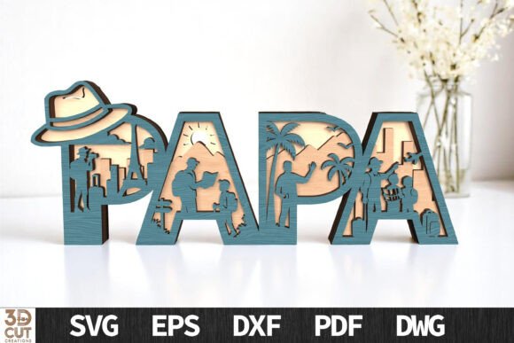 Download Papa 3D Travel Theme Layered Sign - Sign Collection