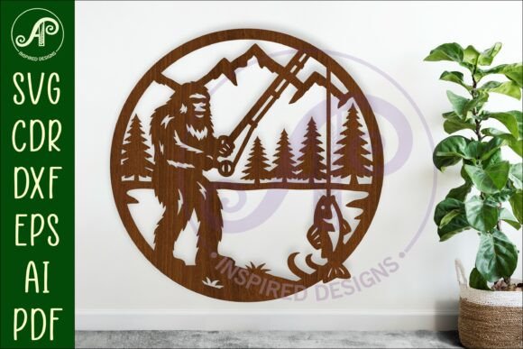 Download Bigfoot Fishing Wall Art Sign, SVG File - Sign Collection