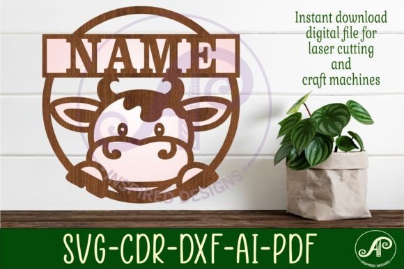 Download Cow Name Sign Svg Laser Cut Template - Sign Collection