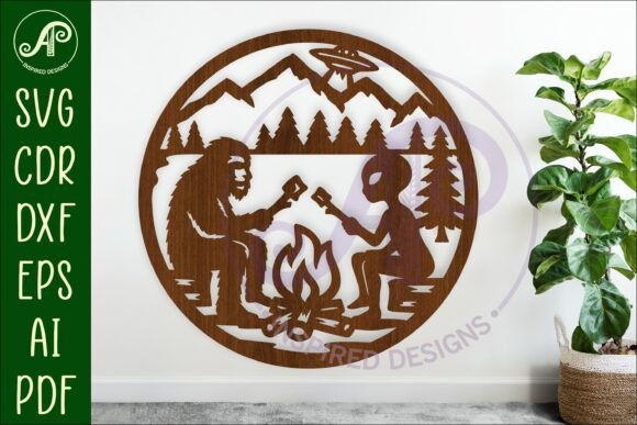 Download Bigfoot and Alien Campsite Wall Art Sign - Sign Collection