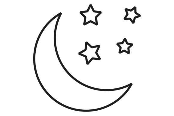 Download Night Icon. Crescent and Stars Sign. Moo - Sign Collection