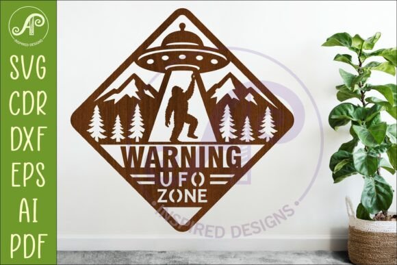 Download UFO Warning Sign SVG Bigfoot Abduction - Sign Collection