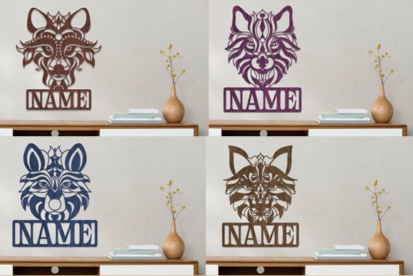 Download Laser Cut Wolf Wooden Name Sign Svg Set - Sign Collection