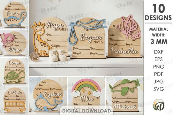 Download Personalized Baby Name Signs Bundle - Sign Collection