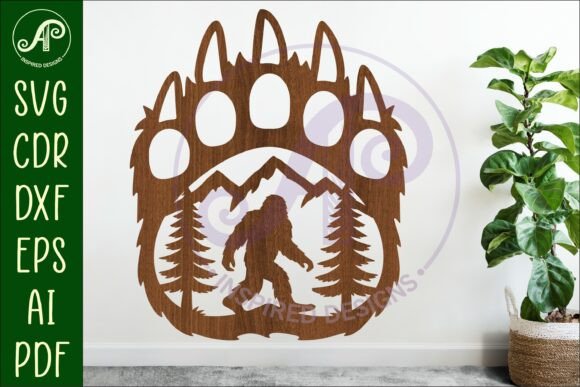 Download Bear Paw Print with Bigfoot Wall Sign - Sign Collection
