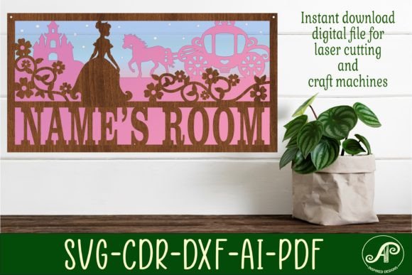 Download Princess Scene Name Sign SVG 3 Layer - Sign Collection