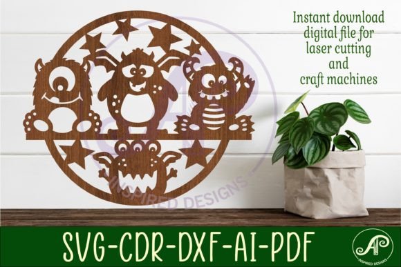 Download Monsters Wall Art Sign, SVG File. Vector - Sign Collection