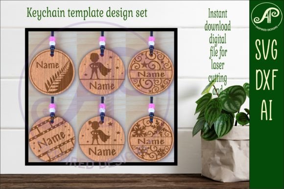 Download 6 Bag Tag Design Set 3 Keychain DIGITAL - Sign Collection
