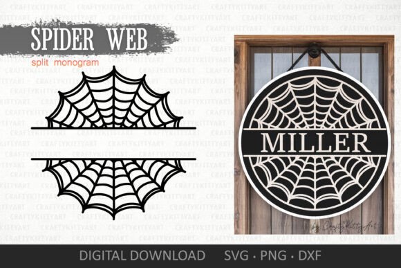 Download Spider Web Split Monogram Door Sign SVG - Sign Collection