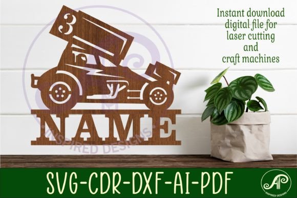 Download Dirt Racer Sprint Car Name Sign Svg - Sign Collection
