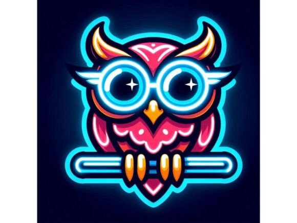 Download Neon Sign-style Owl with Glowing Glasses - Sign Collection